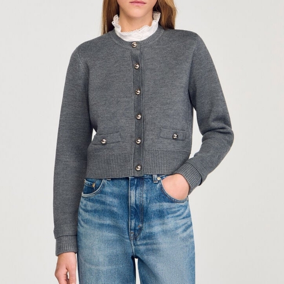Sandro Sweaters - Sandro Cardigan with detachable ruffle collar